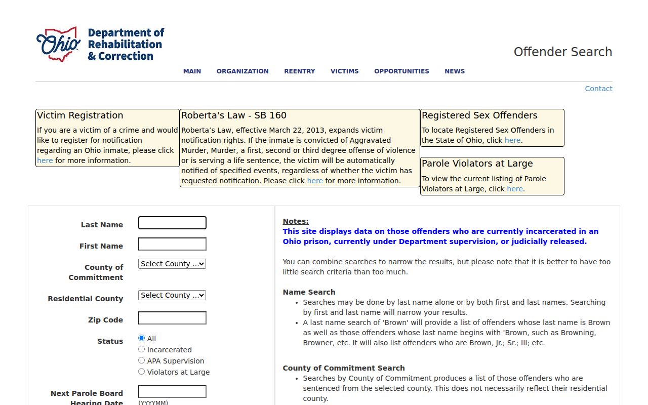 Maple Heights residents directory Ohio offender search form