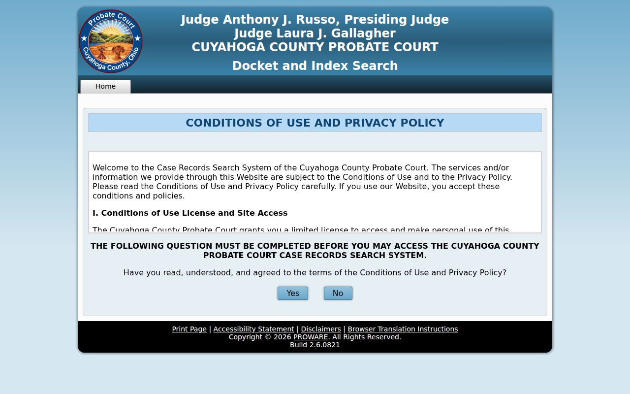 Maple Heights resident lookup Cuyahoga Probate Web Docket