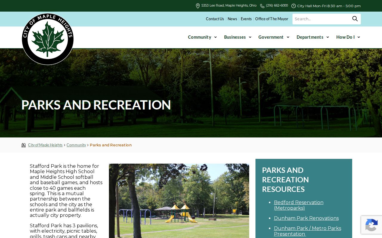 Maple Heights ZIP code directory parks and local geography