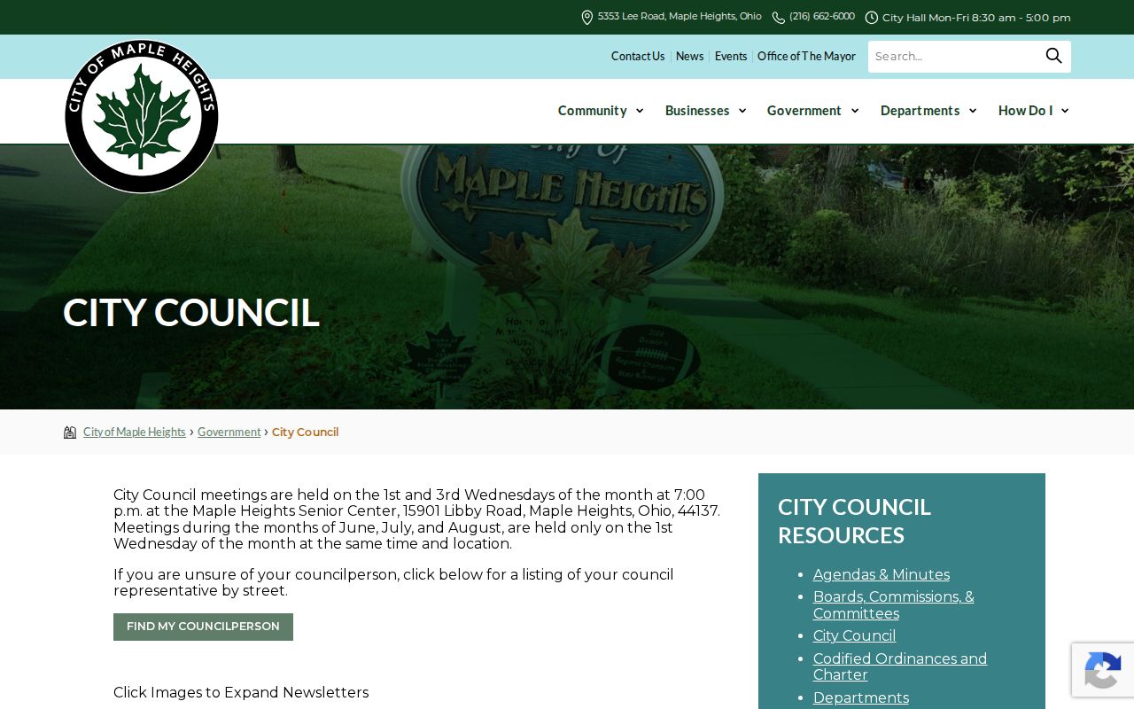 Maple Heights ZIP code directory City Council district information